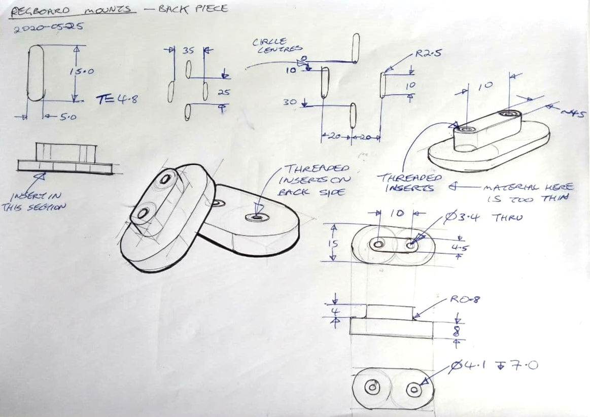 Development sketches of back piece Development sketches of back piece