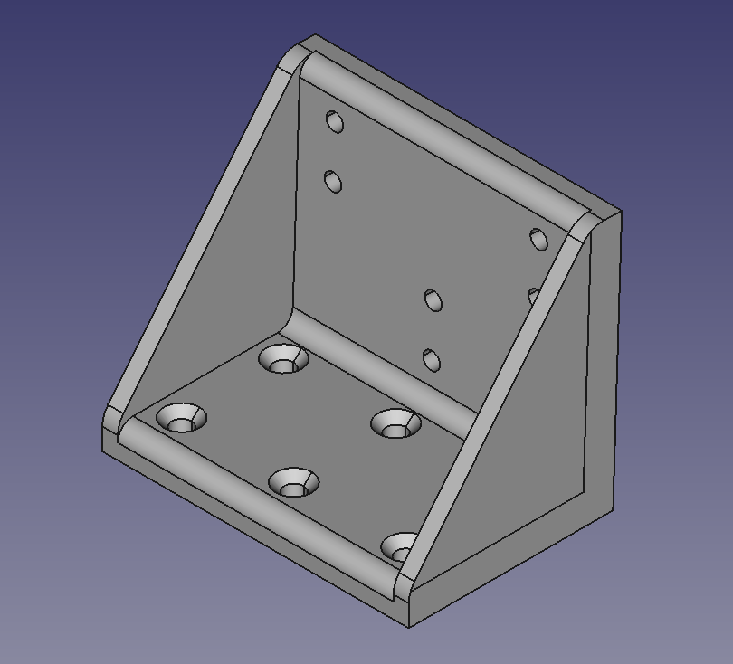 The mounting bracket design in FreeCAD Mounting bracket screenshot