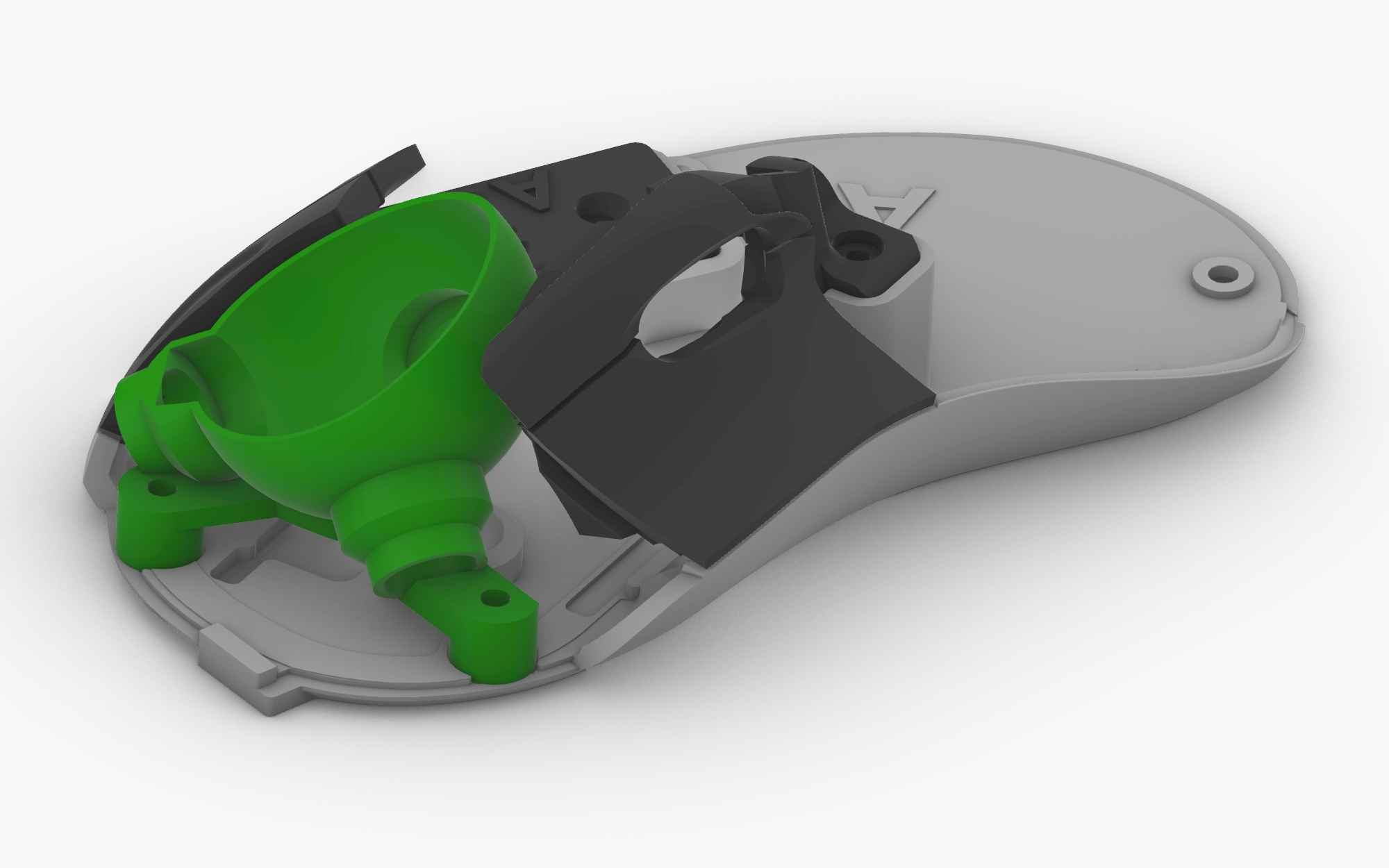 Screenshot of Rhino showing model of BTU holder in trackball
