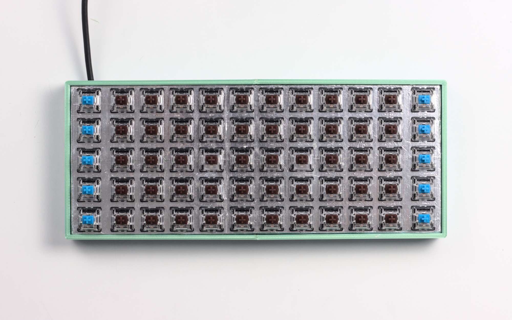 Top view of 12x5 grid ortholinear keyboard