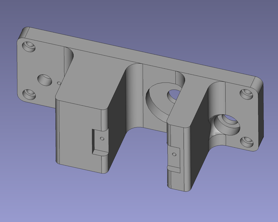 Designed to be 3D printed with the front face upwards. Servo mount in FreeCAD